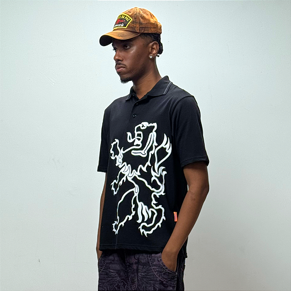 Camisa Polo MAD Enlatados Standarte Preto